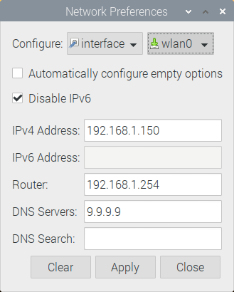 Figure 4: wlan0 Preferences