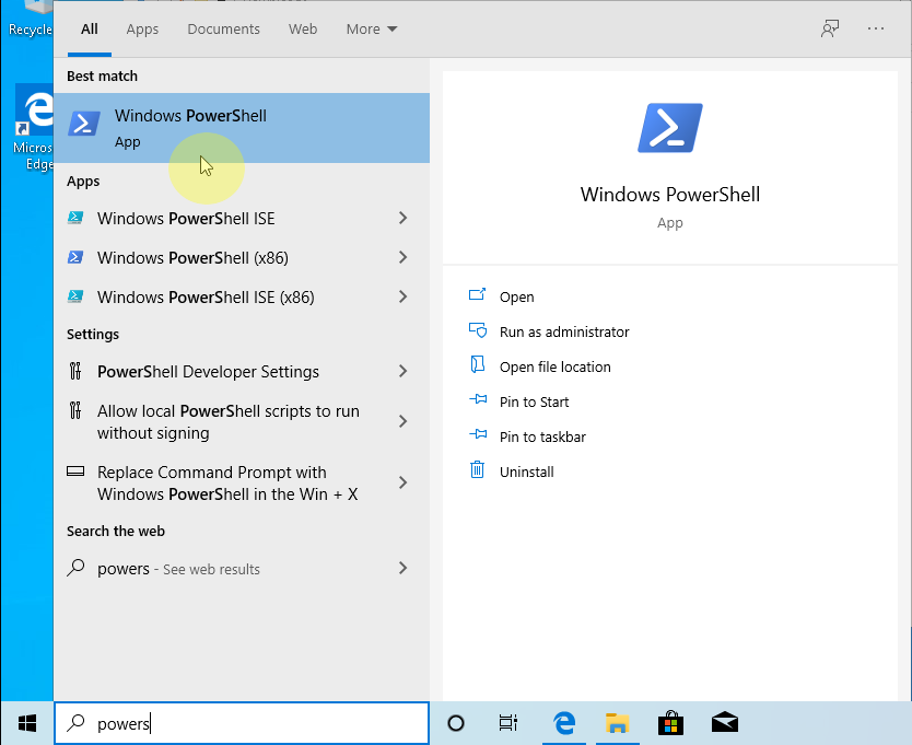 Figure 3: Starting PowerShell